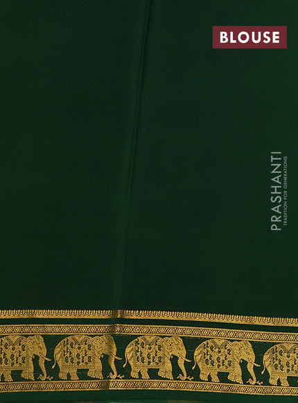 Pure mysore silk saree red and green with plain body and zari woven border
