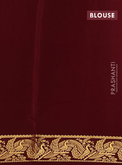 Pure mysore silk saree peach shade and coffee brown with plain body and zari woven border