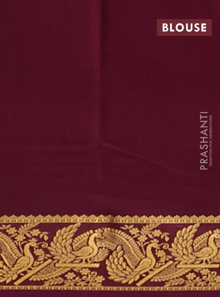 Pure mysore silk saree mauve pink and wine shade with plain body and zari woven border