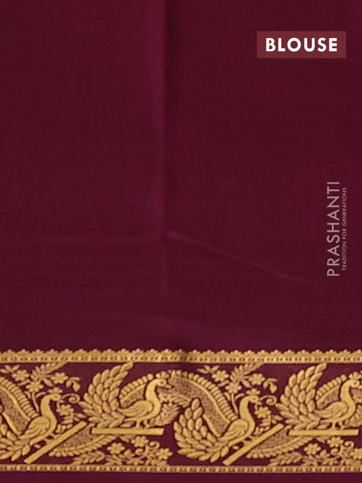 Pure mysore silk saree mauve pink and wine shade with plain body and zari woven border