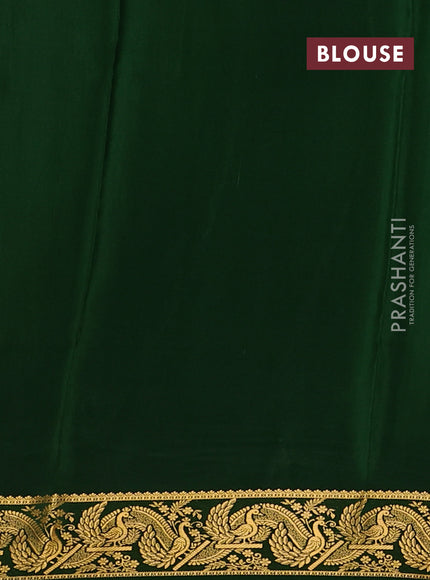 Pure mysore silk saree mustard yellow and green with plain body and zari woven border