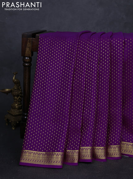 Pure mysore silk saree purple with allover zari woven 1000 buttas and zari woven border