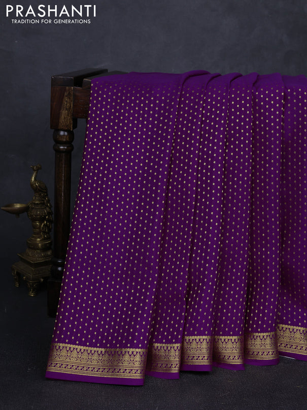 Pure mysore silk saree purple with allover zari woven 1000 buttas and zari woven border