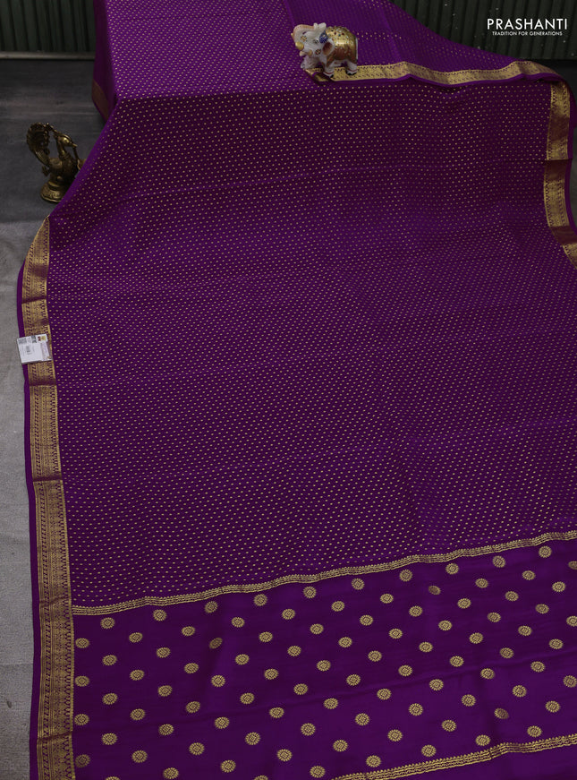 Pure mysore silk saree purple with allover zari woven 1000 buttas and zari woven border