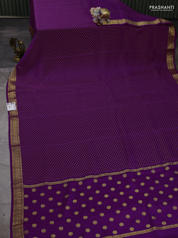 Pure mysore silk saree purple with allover zari woven 1000 buttas and zari woven border