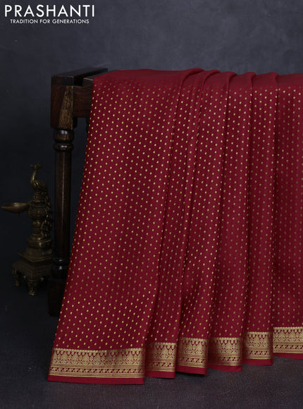 Pure mysore silk saree red with allover zari woven 1000 buttas and zari woven border