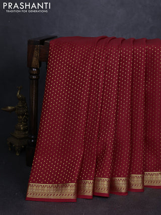 Pure mysore silk saree red with allover zari woven 1000 buttas and zari woven border