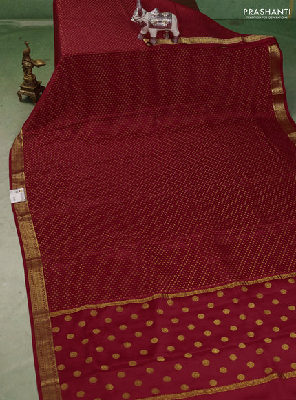 Pure mysore silk saree red with allover zari woven 1000 buttas and zari woven border