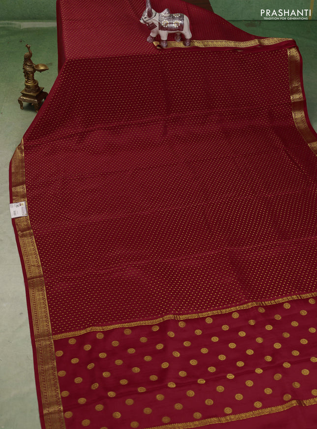 Pure mysore silk saree red with allover zari woven 1000 buttas and zari woven border