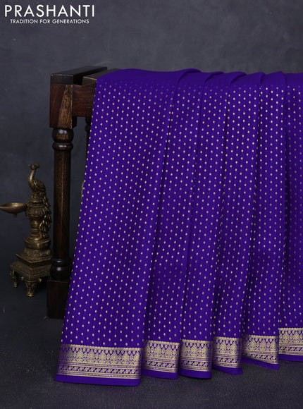 Pure mysore silk saree royal blue with allover zari woven 1000 buttas and zari woven border