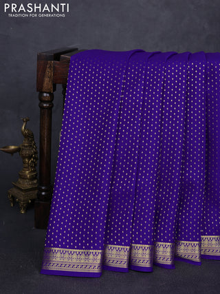 Pure mysore silk saree royal blue with allover zari woven 1000 buttas and zari woven border