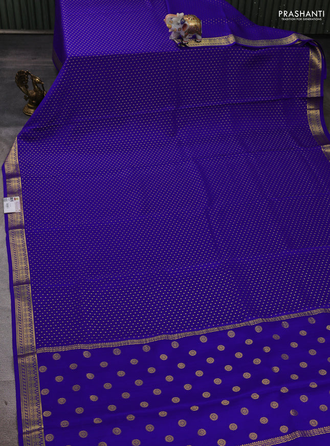 Pure mysore silk saree royal blue with allover zari woven 1000 buttas and zari woven border