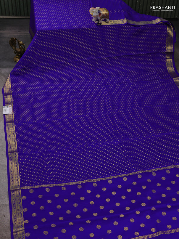 Pure mysore silk saree royal blue with allover zari woven 1000 buttas and zari woven border