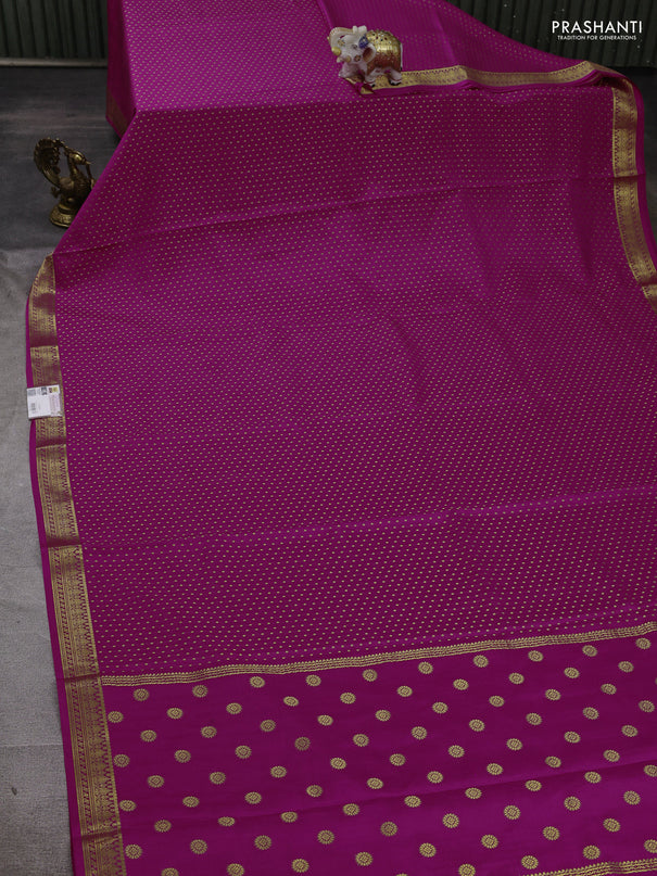 Pure mysore silk saree pink with allover zari woven 1000 buttas and zari woven border