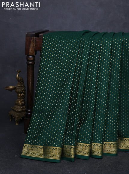 Pure mysore silk saree bottle green with allover zari woven 1000 buttas and zari woven border