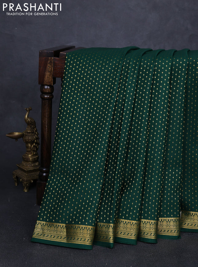 Pure mysore silk saree bottle green with allover zari woven 1000 buttas and zari woven border
