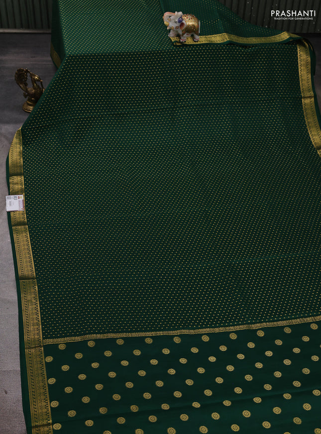 Pure mysore silk saree bottle green with allover zari woven 1000 buttas and zari woven border