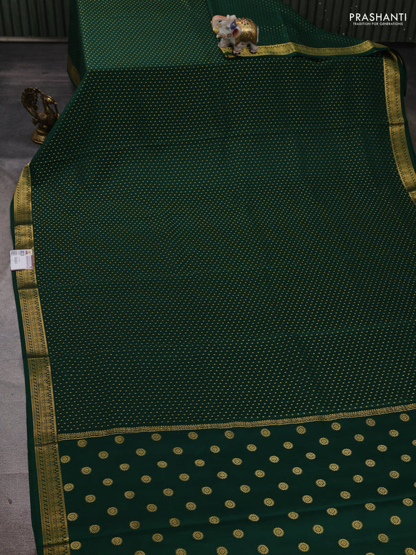 Pure mysore silk saree bottle green with allover zari woven 1000 buttas and zari woven border