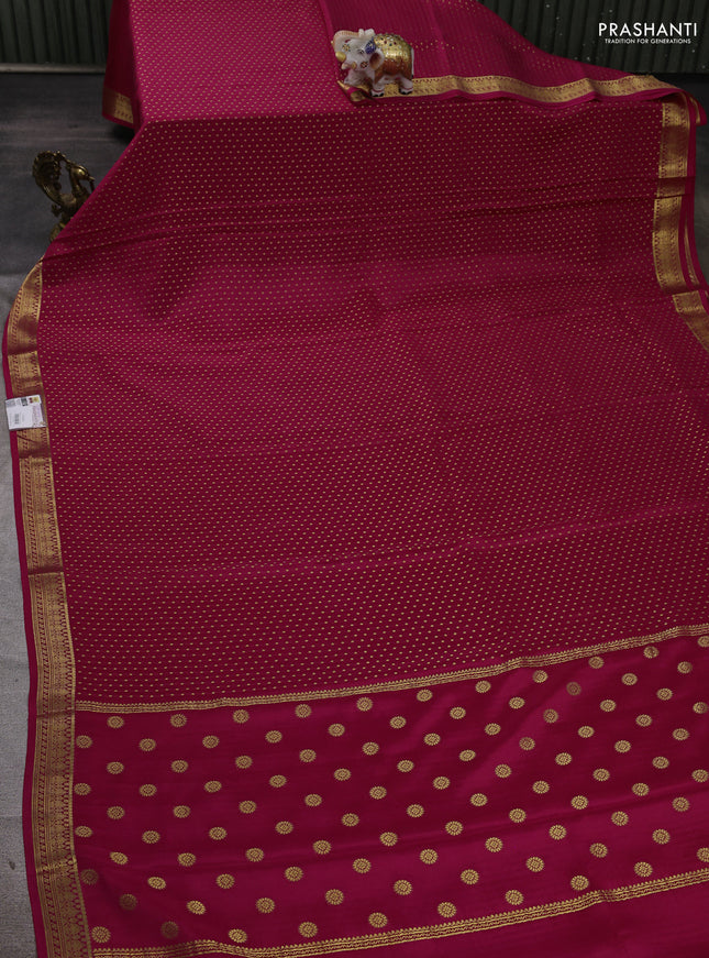 Pure mysore silk saree pink with allover zari woven 1000 buttas and zari woven border