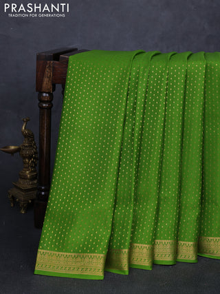 Pure mysore silk saree light green with allover zari woven 1000 buttas and zari woven border