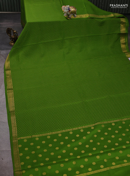 Pure mysore silk saree light green with allover zari woven 1000 buttas and zari woven border