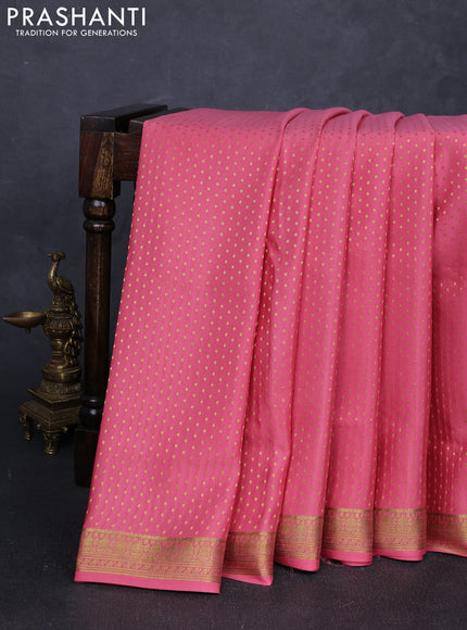 Pure mysore silk saree peach pink with allover zari woven 1000 buttas and zari woven border