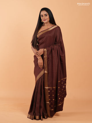 Pure mysore silk saree coffee brown with allover zari woven 1000 buttas and zari woven border