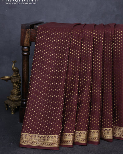 Pure mysore silk saree coffee brown with allover zari woven 1000 buttas and zari woven border