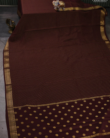 Pure mysore silk saree coffee brown with allover zari woven 1000 buttas and zari woven border