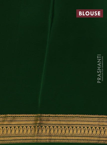 Pure mysore silk saree red and green with plain body and zari woven border