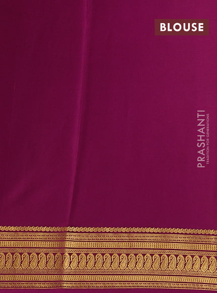 Pure mysore silk saree mehendi green and magenta pink with plain body and zari woven border