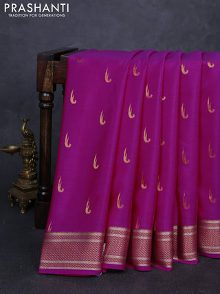 Pure mysore silk saree pink with allover zari woven muniya buttas and zari woven border