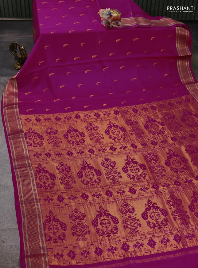 Pure mysore silk saree pink with allover zari woven muniya buttas and zari woven border