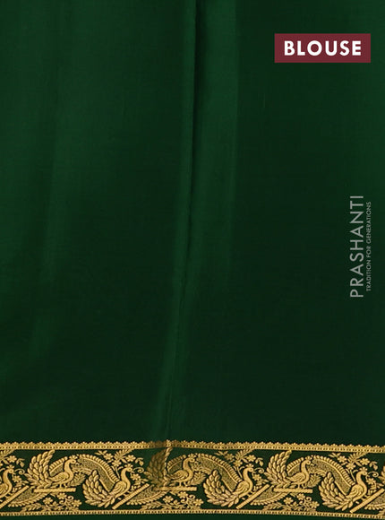 Pure mysore silk saree pastel green and green with plain body and zari woven border