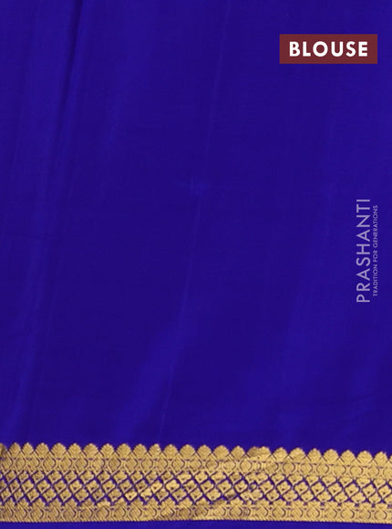Pure mysore silk saree royal blue with allover zari checked pattern and zari woven border