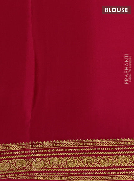 Pure mysore silk saree tomato pink with allover zari checks & buttas and zari woven border