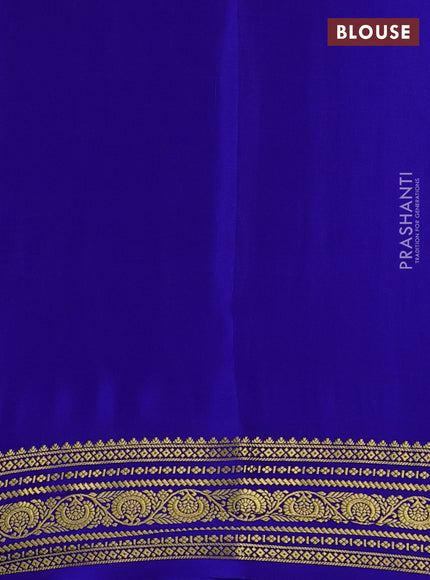 Pure mysore silk saree royal blue with allover zari checks & buttas and zari woven border