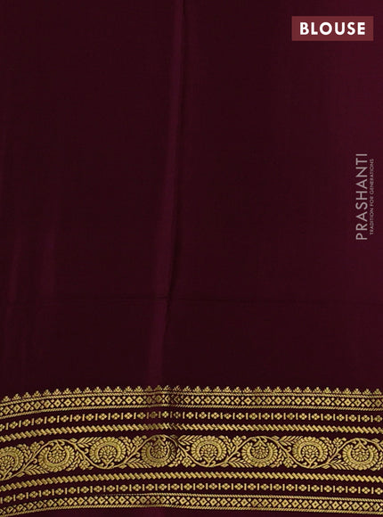 Pure mysore silk saree wine shade with allover zari checks & buttas and zari woven border