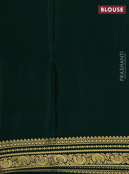 Pure mysore silk saree green with allover zari checks & buttas and zari woven border
