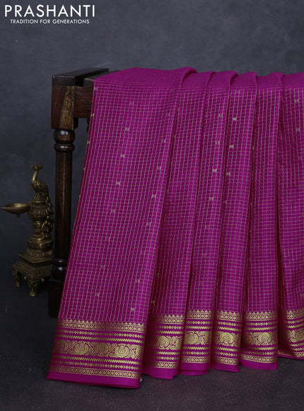 Pure mysore silk saree pink with allover zari checks & buttas and zari woven border