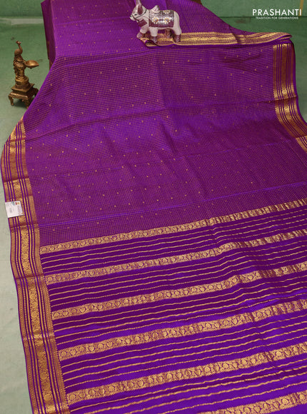 Pure mysore silk saree magenta pink with allover zari checks & buttas and zari woven border