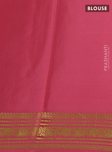Pure mysore silk saree peach pink with allover zari checks & buttas and zari woven border