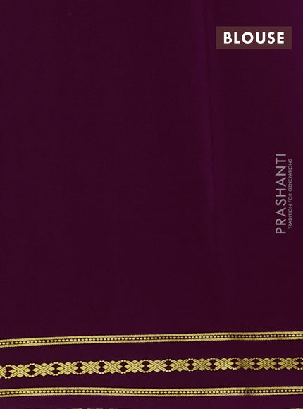Pure mysore silk saree purple with plain body and zari woven border