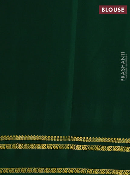 Pure mysore silk saree maroon and green with allover zari checked pattern and rettapet zari woven border