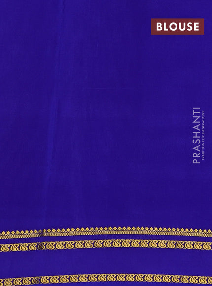 Pure mysore silk saree pink and royal blue with allover zari checked pattern and rettapet zari woven border