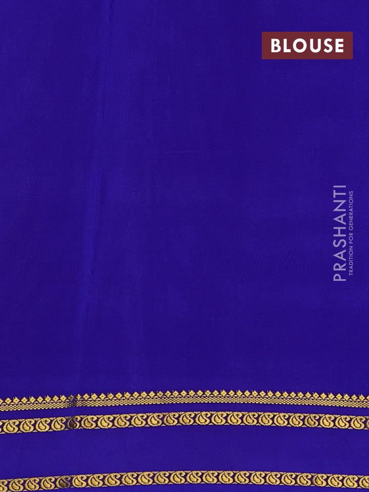 Pure mysore silk saree pink and royal blue with allover zari checked pattern and rettapet zari woven border