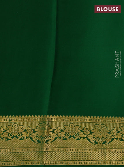 Pure mysore silk saree maroon and green with zari woven buttas and zari woven border