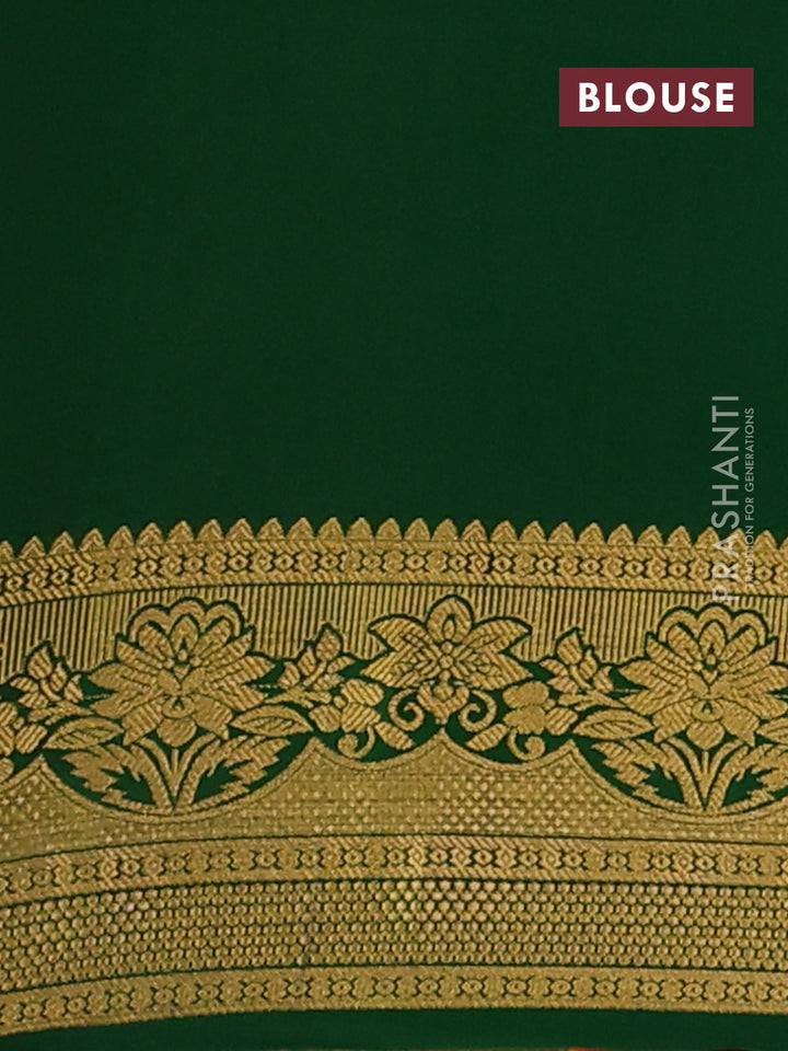 Pure mysore silk saree rustic orange and green with zari woven buttas and zari woven border