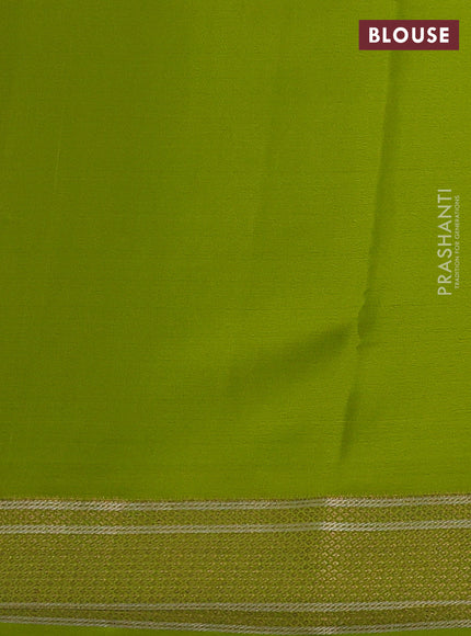 Pure mysore silk saree light green with zari woven muniya buttas and zari woven border