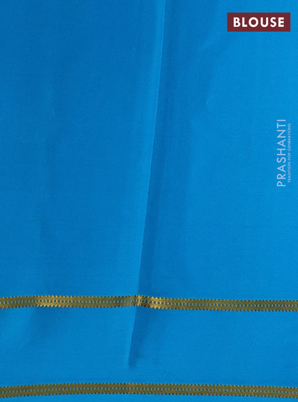 Pure mysore silk saree purple and cs blue with plain body and rettapet zari woven buttas